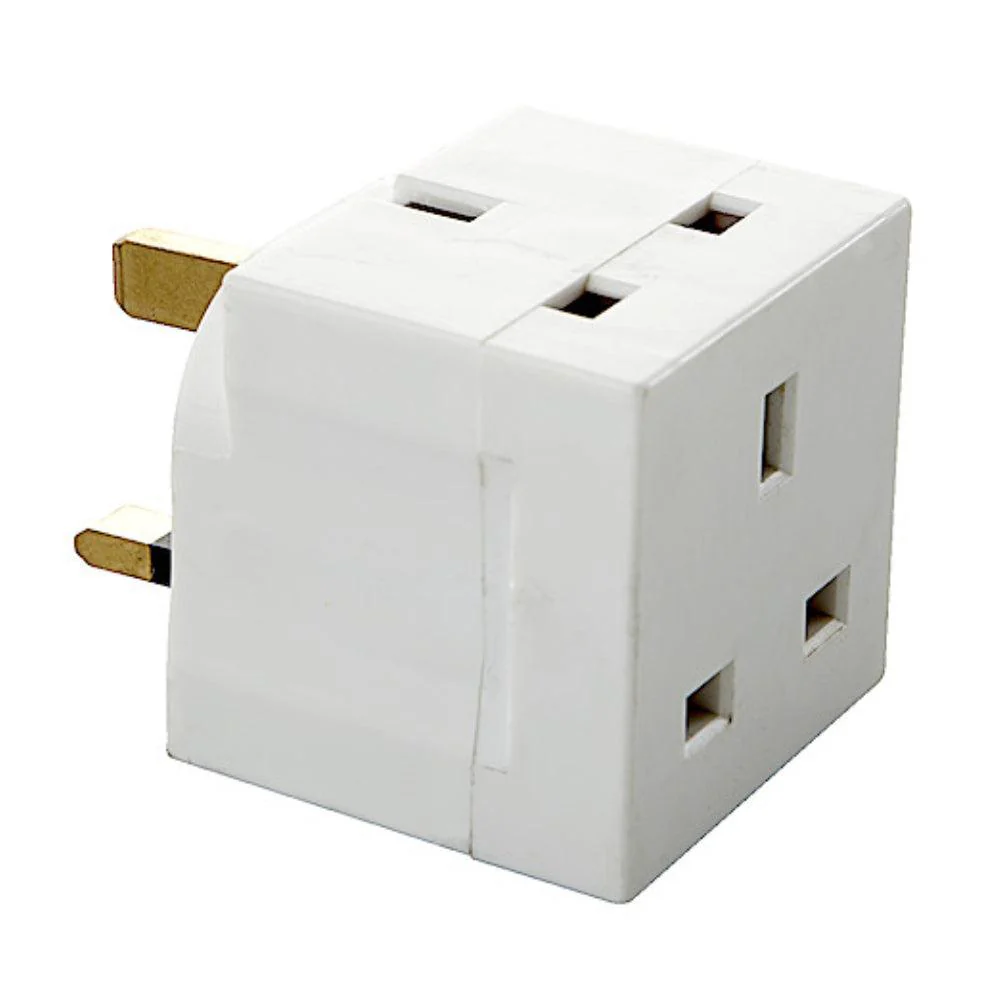 13Amp 2 Way Plug Adaptor - White | 028013