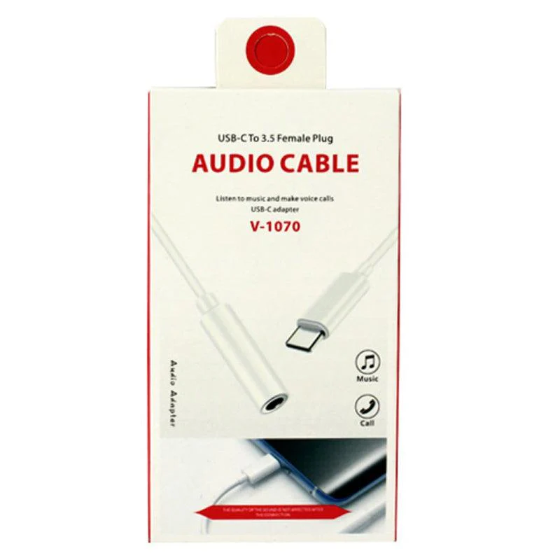 3.5mm VD USB-C to Audio Headphone Adaptor Cable - White | 233325 - Image 3