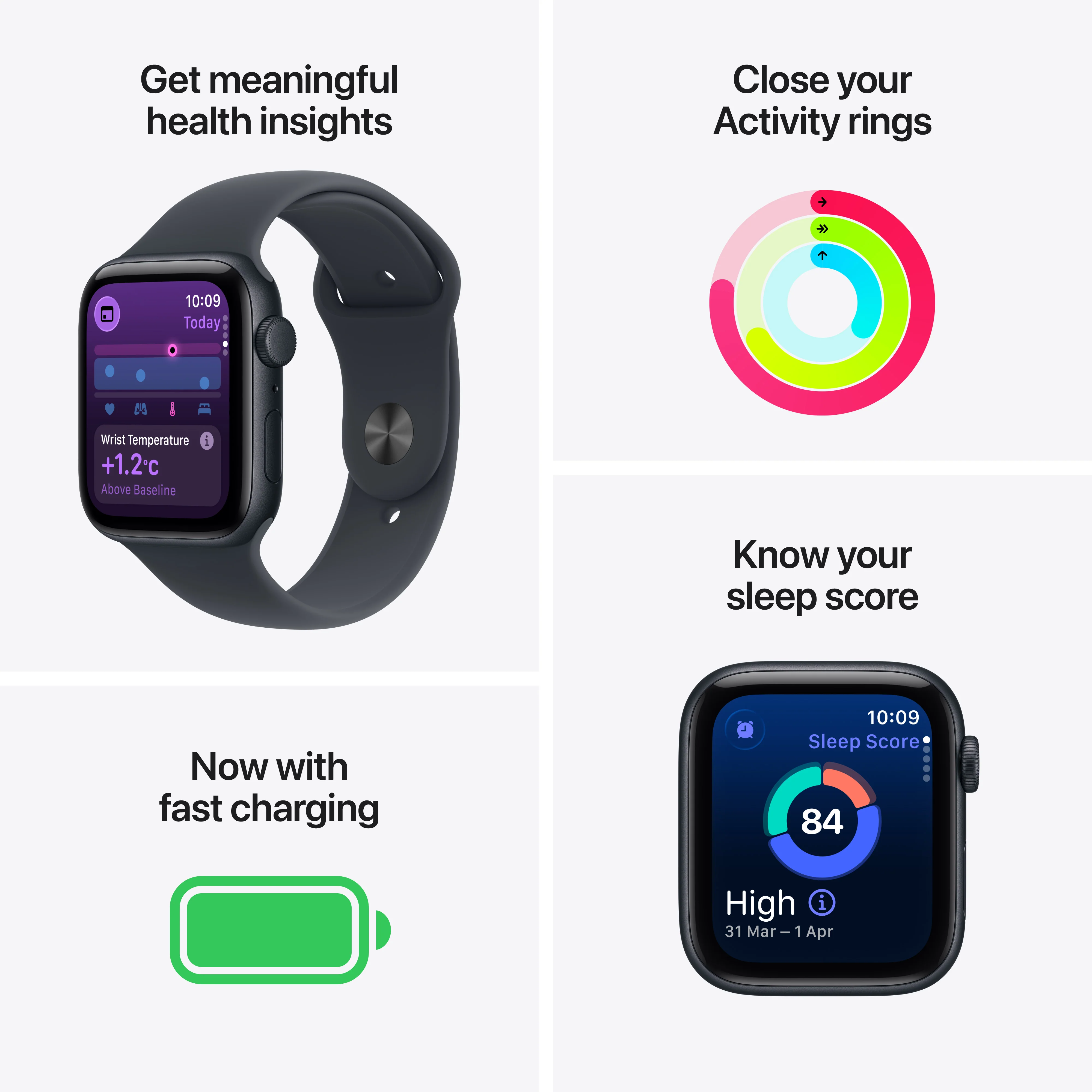 Apple Watch SE 3 GPS 40MM Starlight Aluminium Case with Starlight Sport Band - S/M | MEH34MP/A - Image 3
