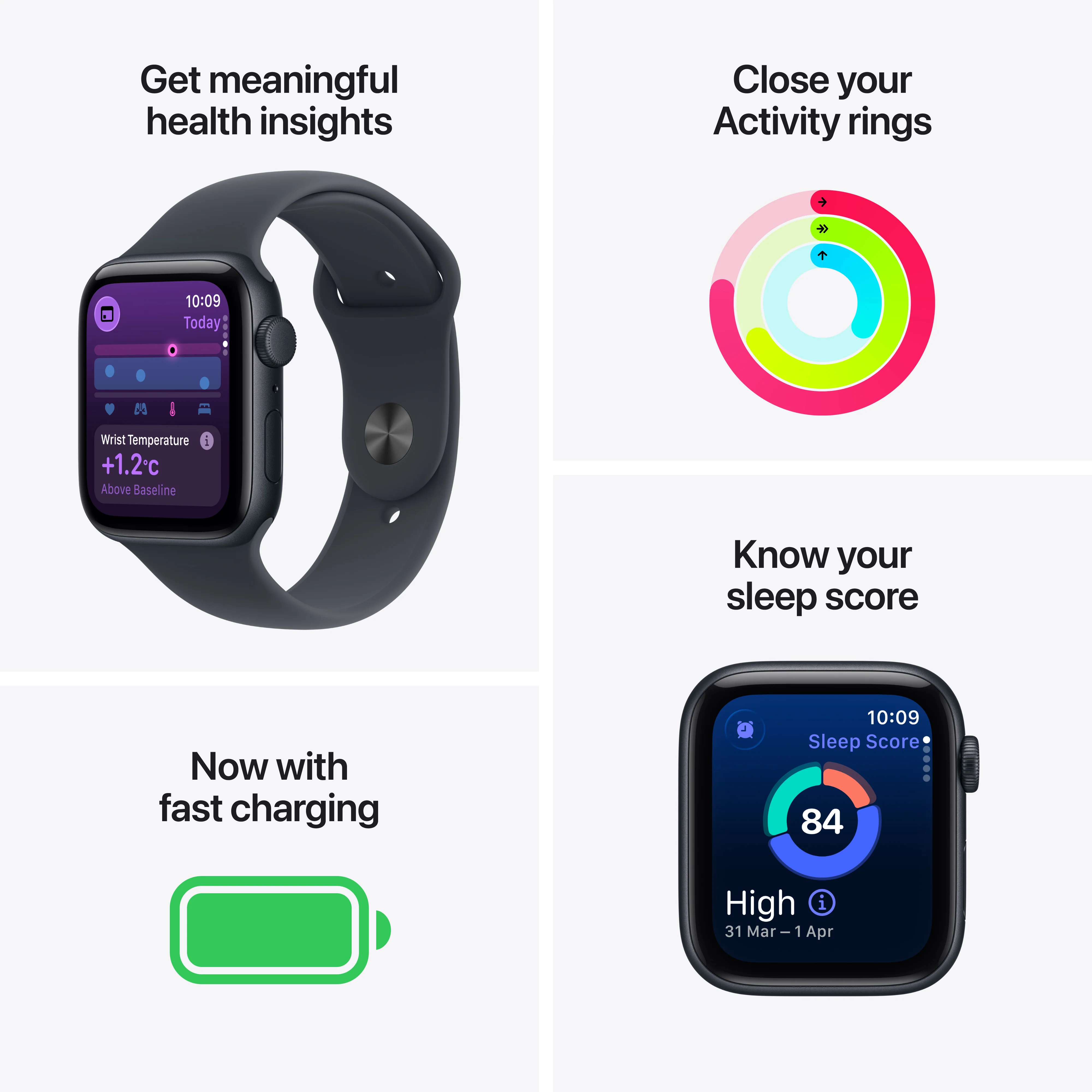 Apple Watch SE 3 GPS 44MM Midnight Aluminium Case with Midnight Sport Band - M/L | MEHQ4MP/A - Image 3