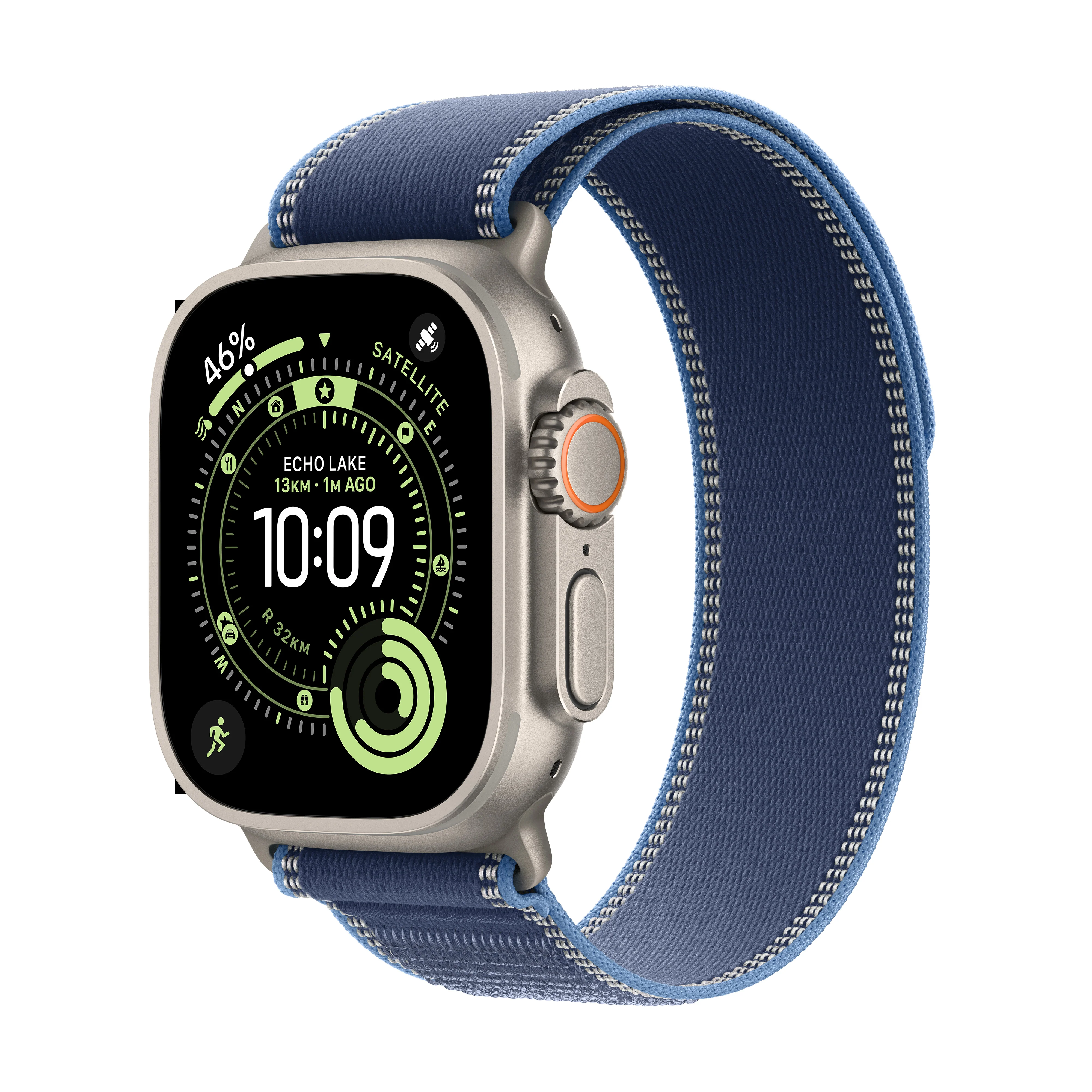 Apple Watch Ultra 3 GPS + Cellular 49MM Natural Titanium Case with Blue/Bright Blue Trail Loop - M/L | MEWU4DH/A