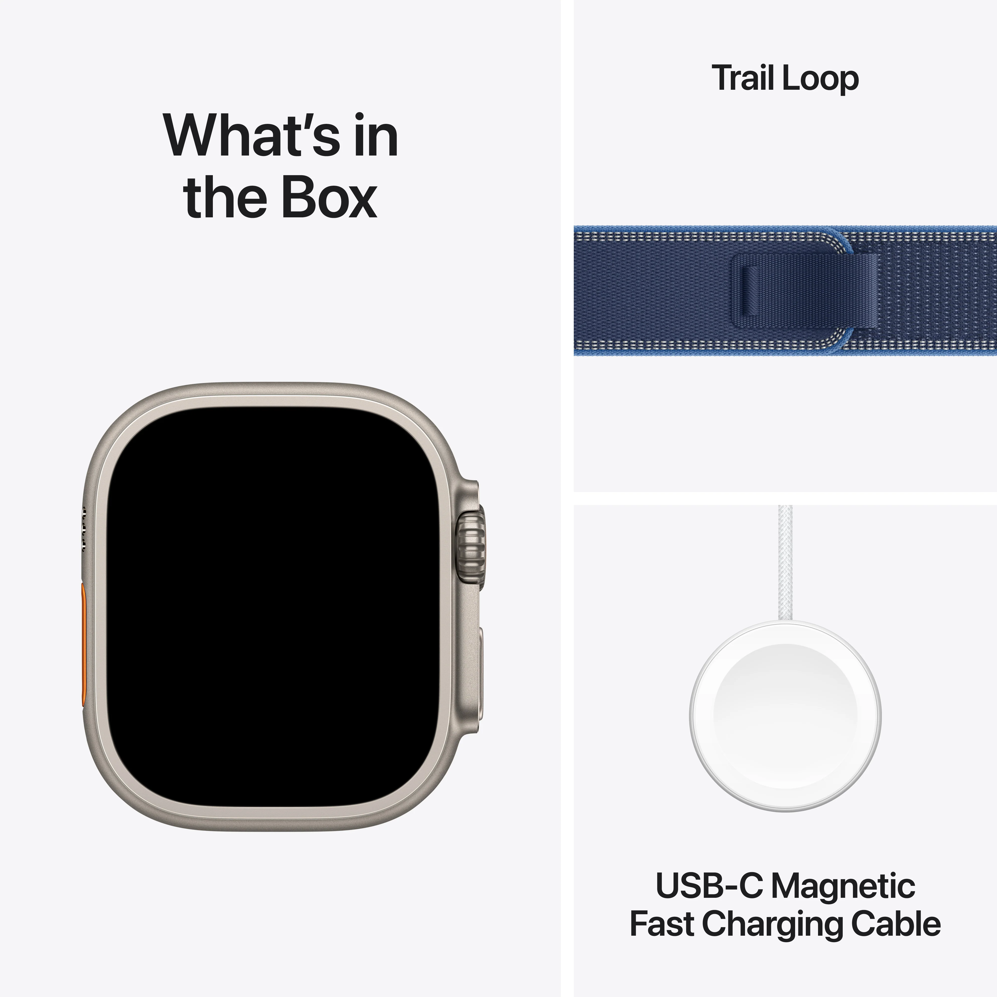 Apple Watch Ultra 3 GPS + Cellular 49MM Natural Titanium Case with Blue/Bright Blue Trail Loop - M/L | MEWU4DH/A - Image 9
