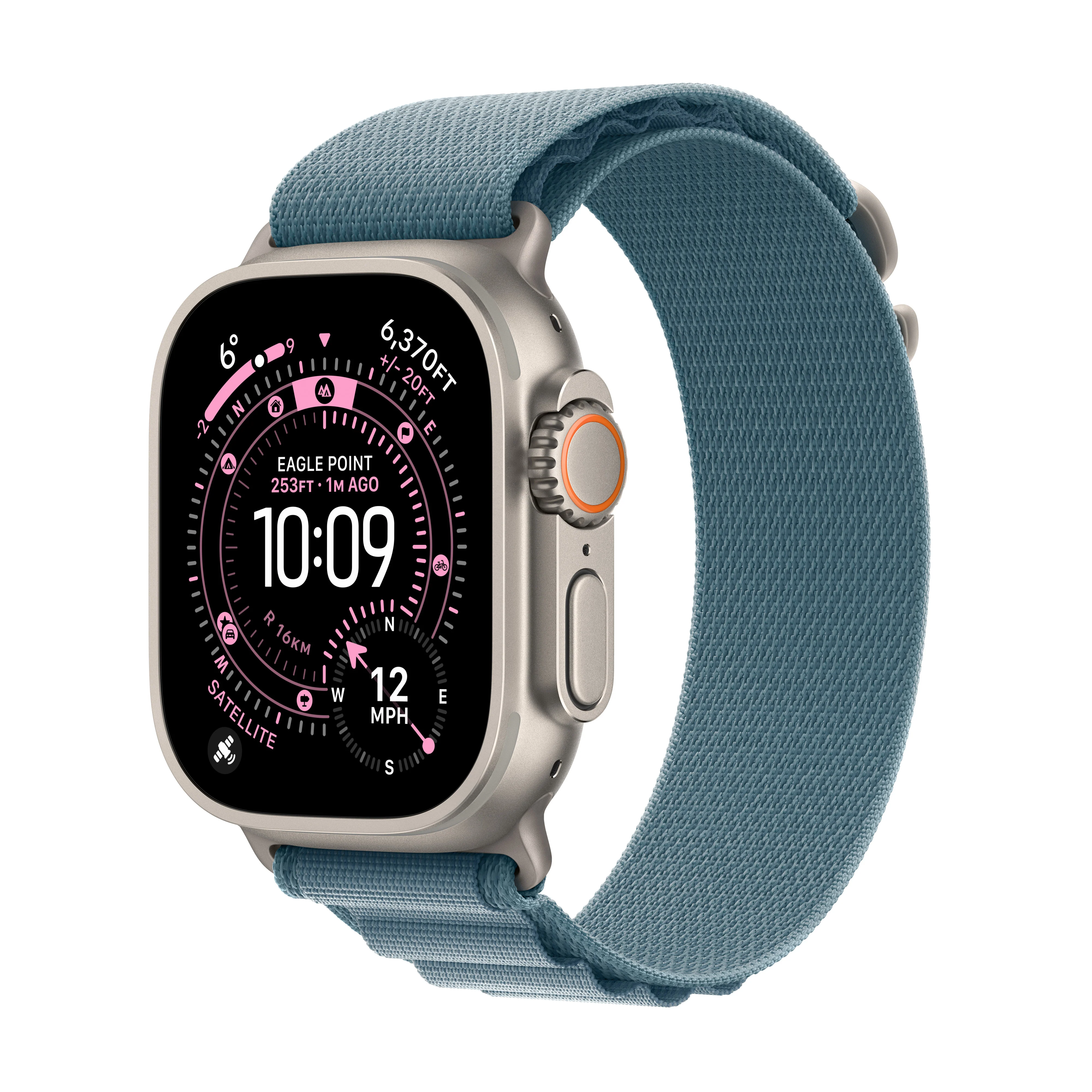 Apple Watch Ultra 3 GPS + Cellular 49MM Natural Titanium Case with Light Blue Alpine Loop - Medium | MEWM4DH/A