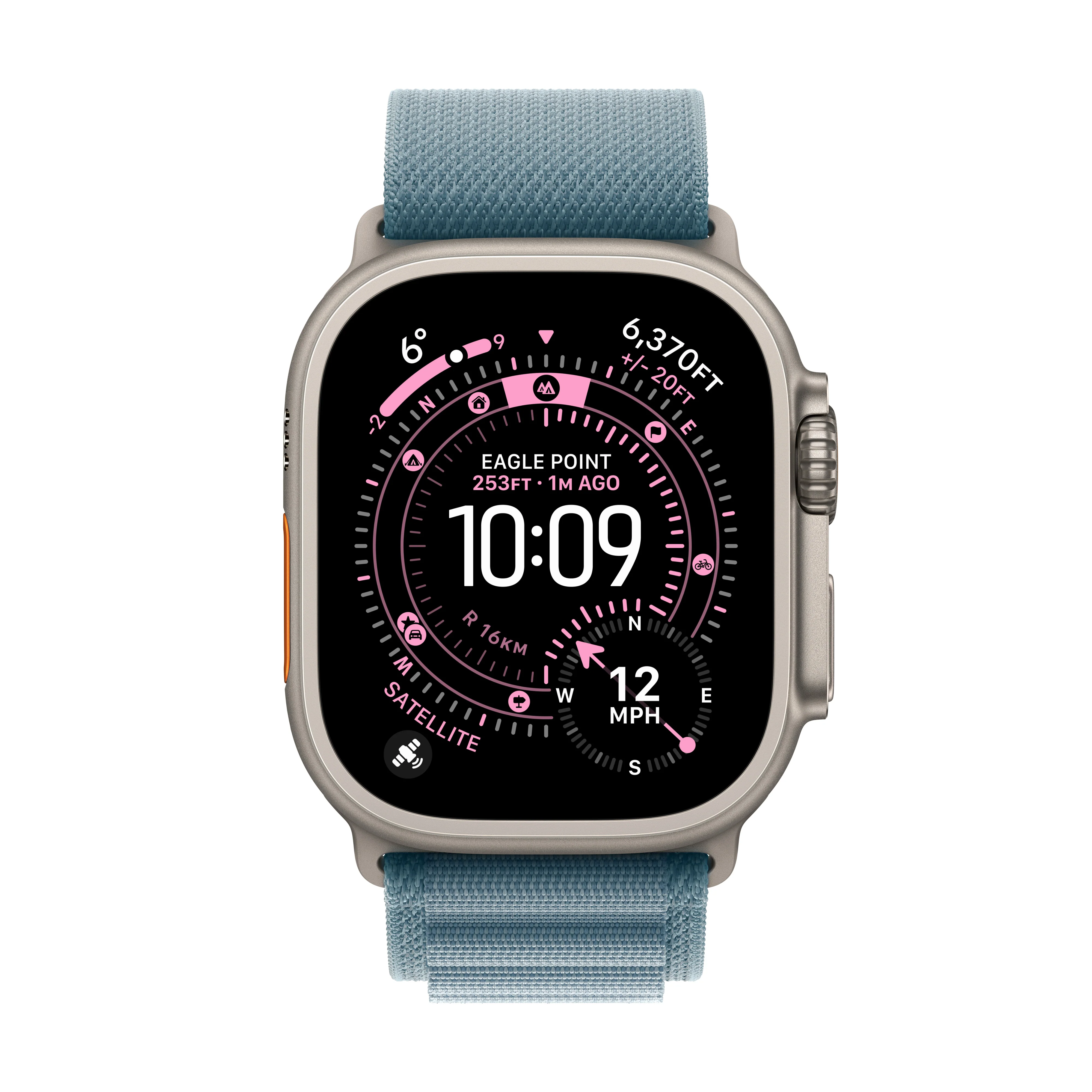 Apple Watch Ultra 3 GPS + Cellular 49MM Natural Titanium Case with Light Blue Alpine Loop - Medium | MEWM4DH/A - Image 2