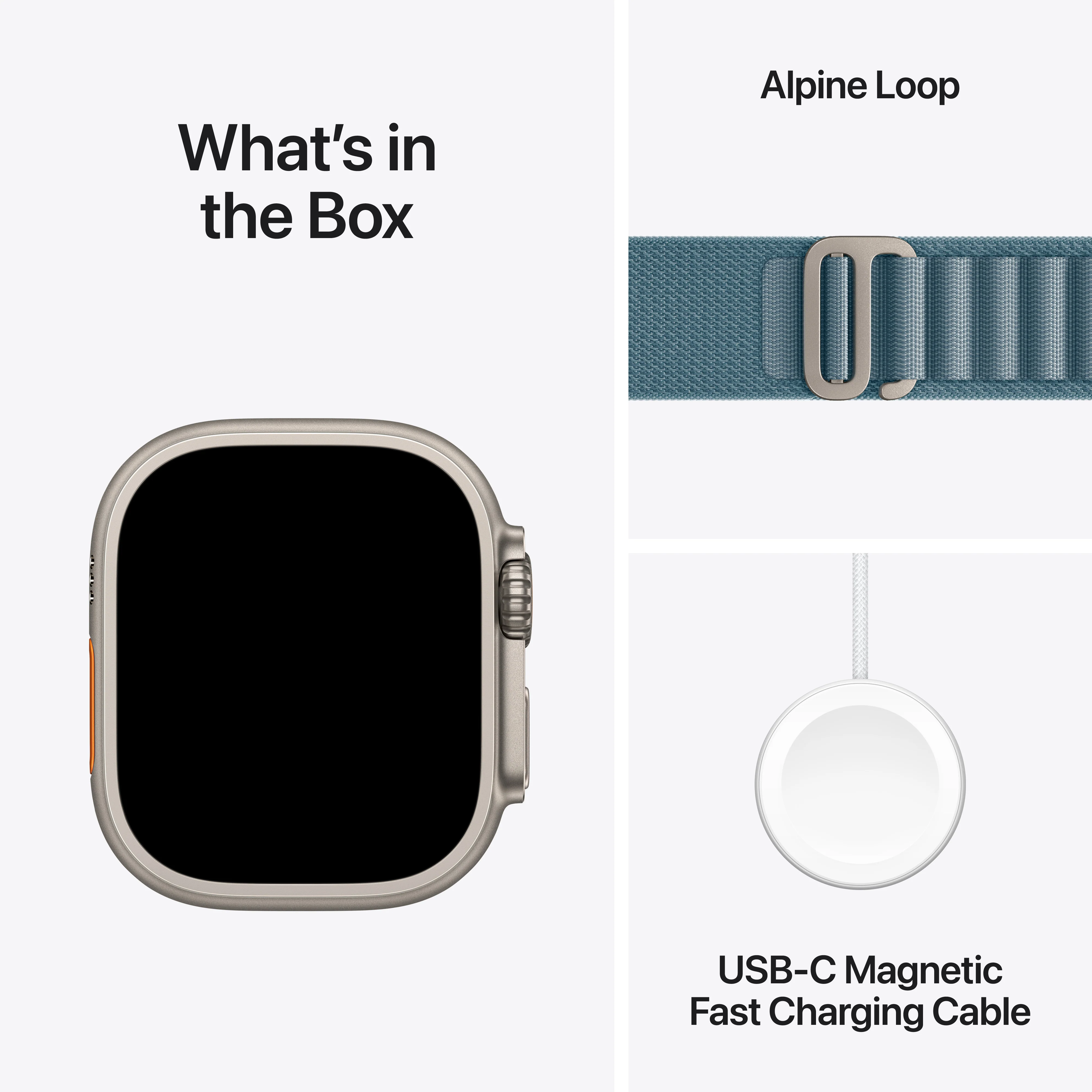 Apple Watch Ultra 3 GPS + Cellular 49MM Natural Titanium Case with Light Blue Alpine Loop - Medium | MEWM4DH/A - Image 9