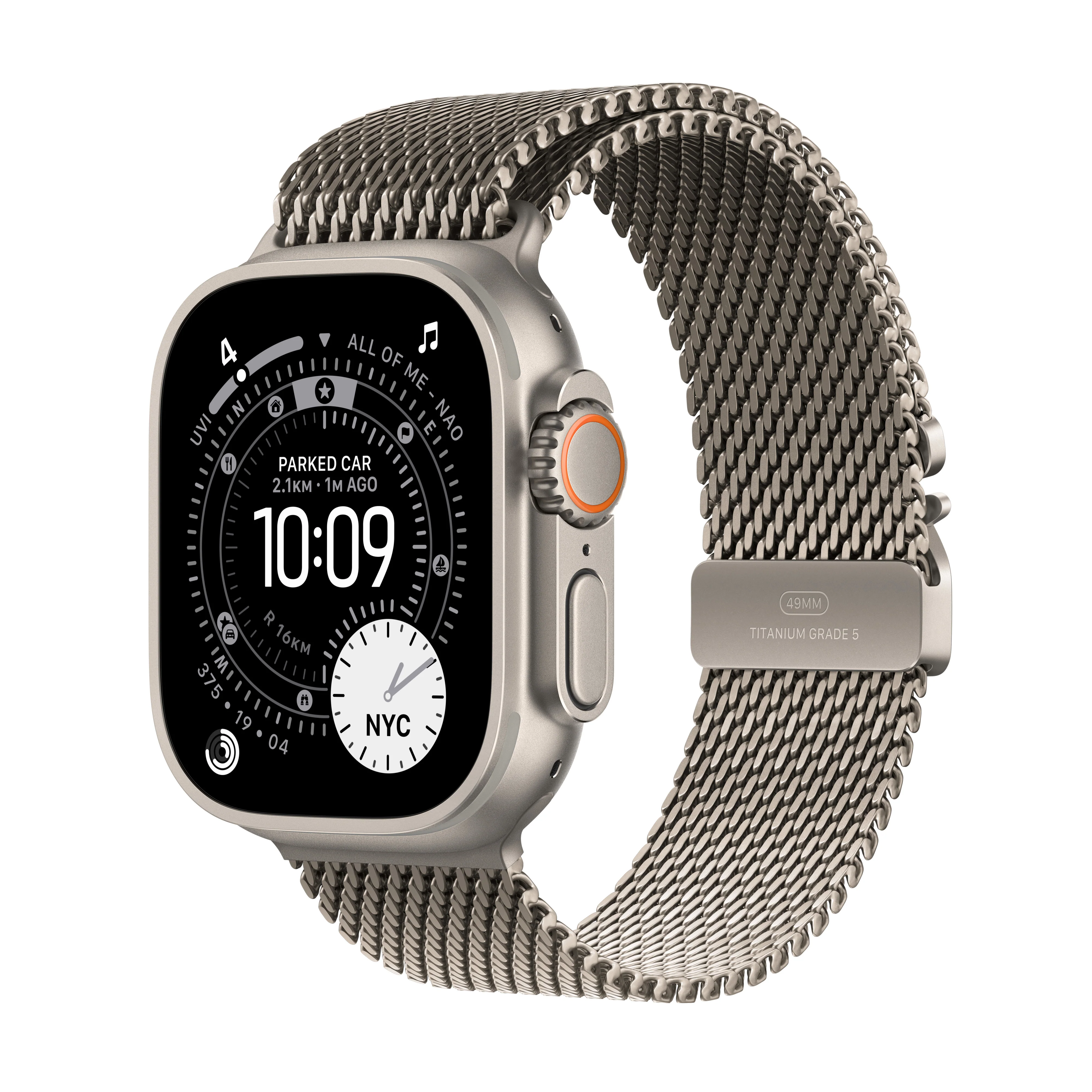 Apple Watch Ultra 3 GPS + Cellular 49MM Natural Titanium Case with Natural Titanium Milanese Loop - Medium | MEWY4DH/A