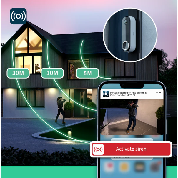 Arlo 1080P Wireless Video Doorbell - White | AVD3001100EUS - Image 7