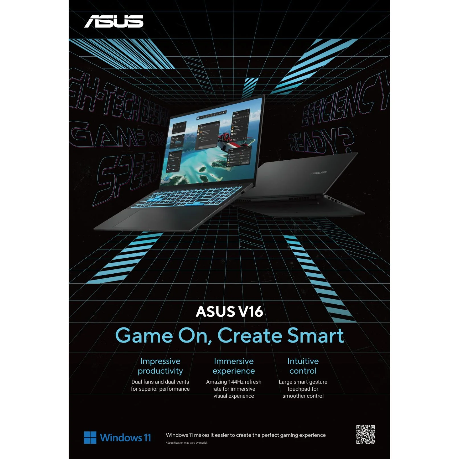 Asus V16 Intel Core 5 16" 16GB/512GB Laptop - Matte Black | SV3607VU-RP195W - Image 32