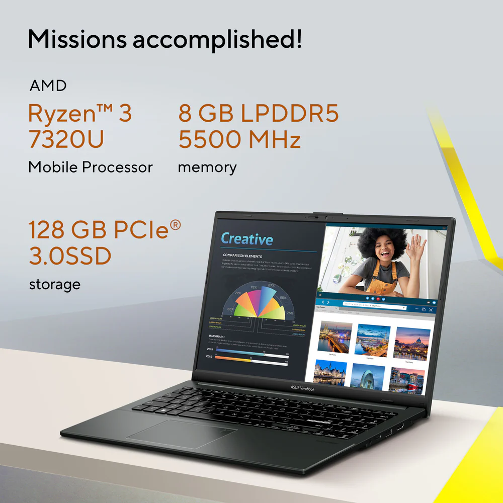 Asus Vivobook Go AMD Ryzen 3 15.6" 8GB/128GB Laptop - Black | SE1504FA-NJ715W - Image 5