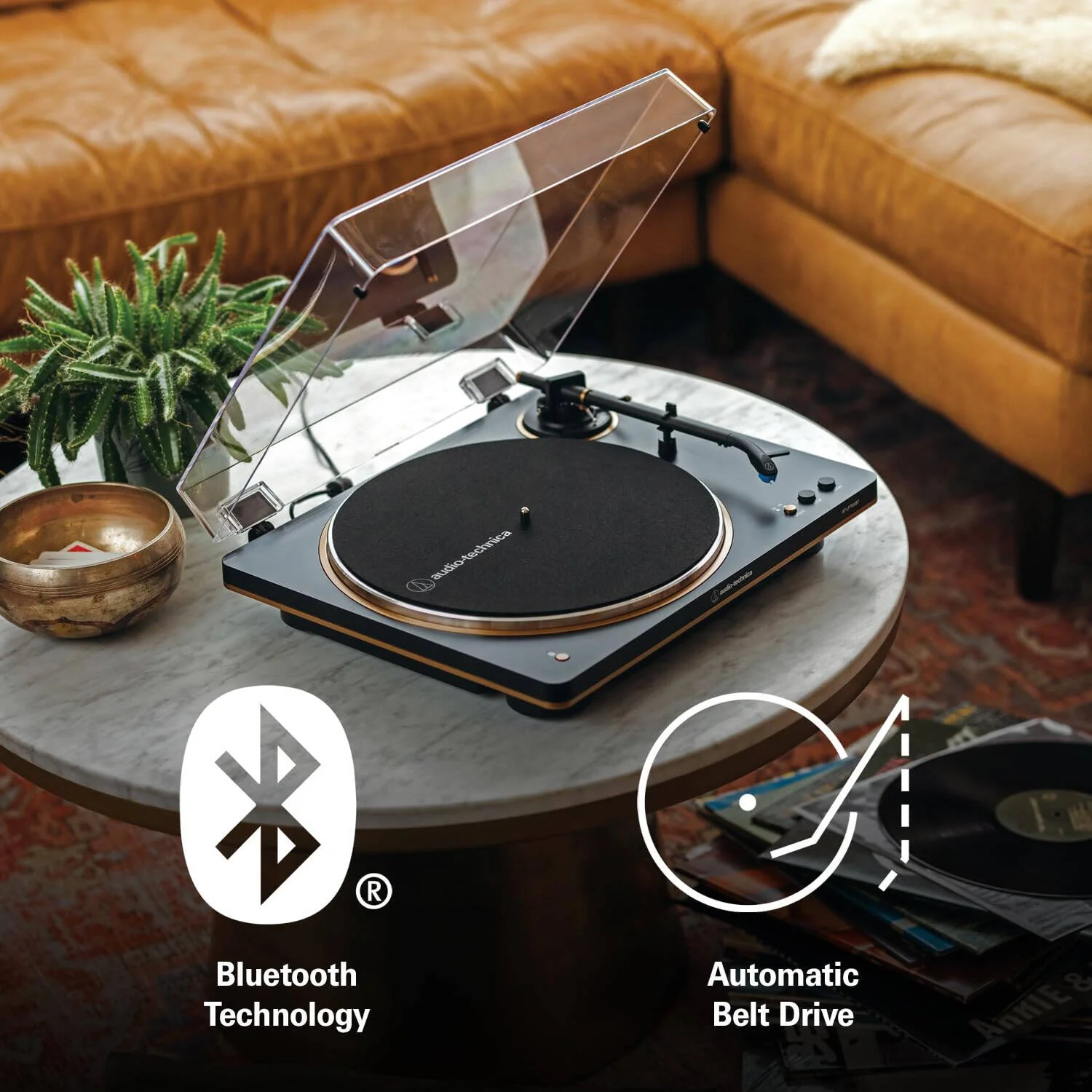Audio Technica Fully Automatic Wireless Belt-Drive Turntable - Black & Silver | ATLP70XBTBS - Image 6