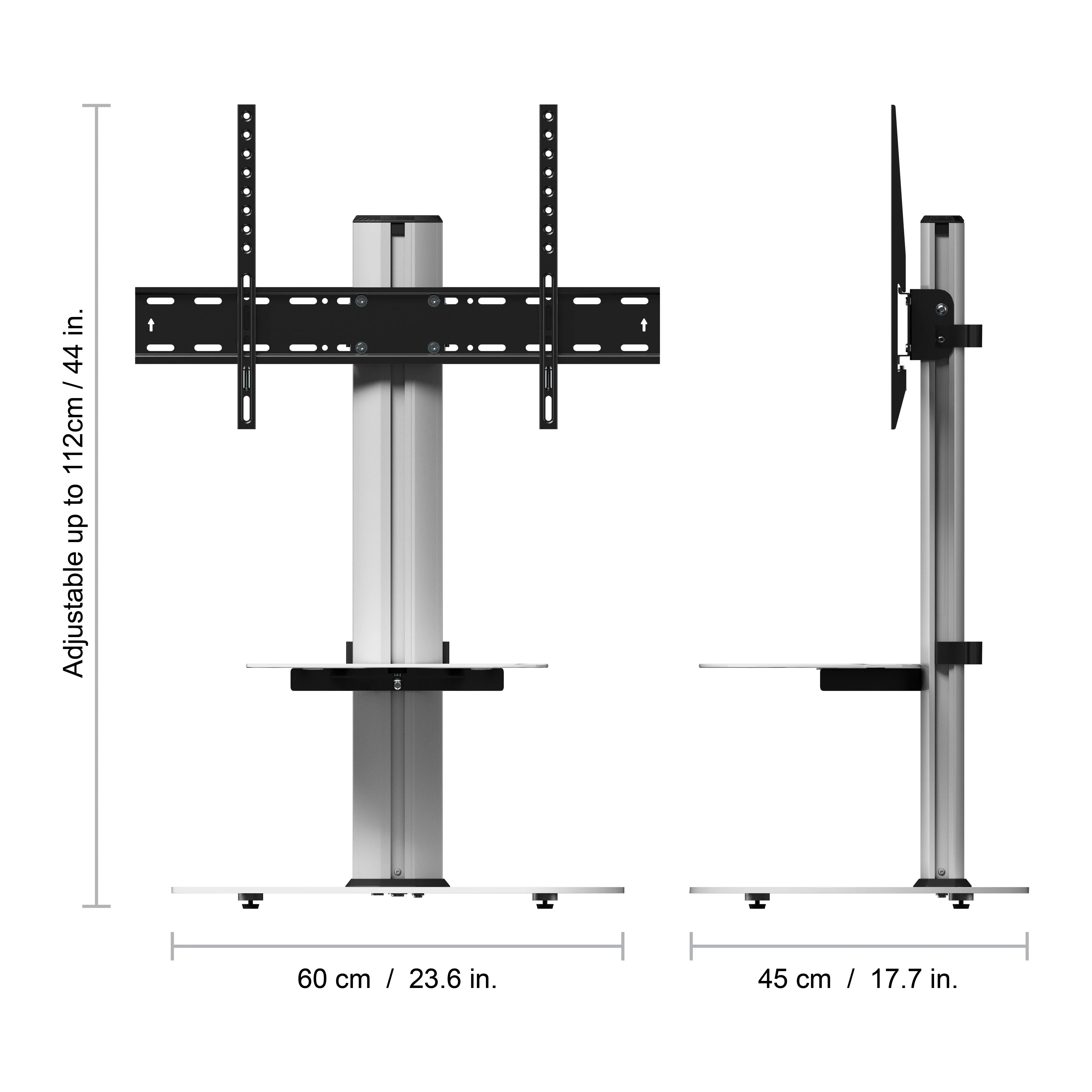 AVF Eno 60cm Pedestal TV Stand - Silver Column / White Glass Base and Shelf | FSL600ENSW - Image 5