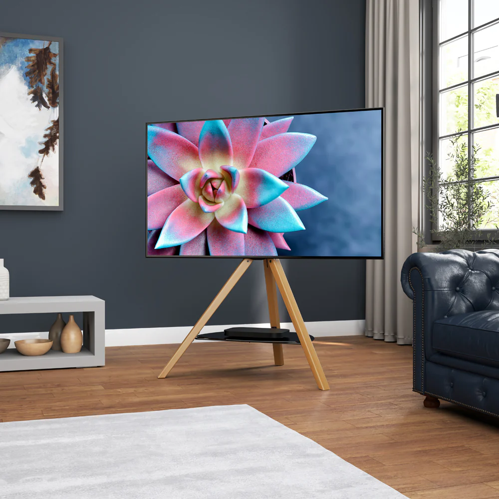 AVF Hoxton Freestanding Tripod TV Stand - Light Wood | FSL1000HOXLWB - Image 7
