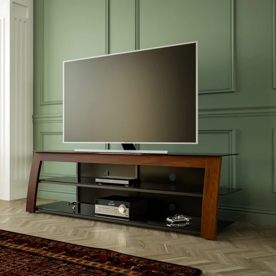 AVF Kivu 1.8M TV Stand - Walnut & Black Glass | FS1800KIVW - Image 4