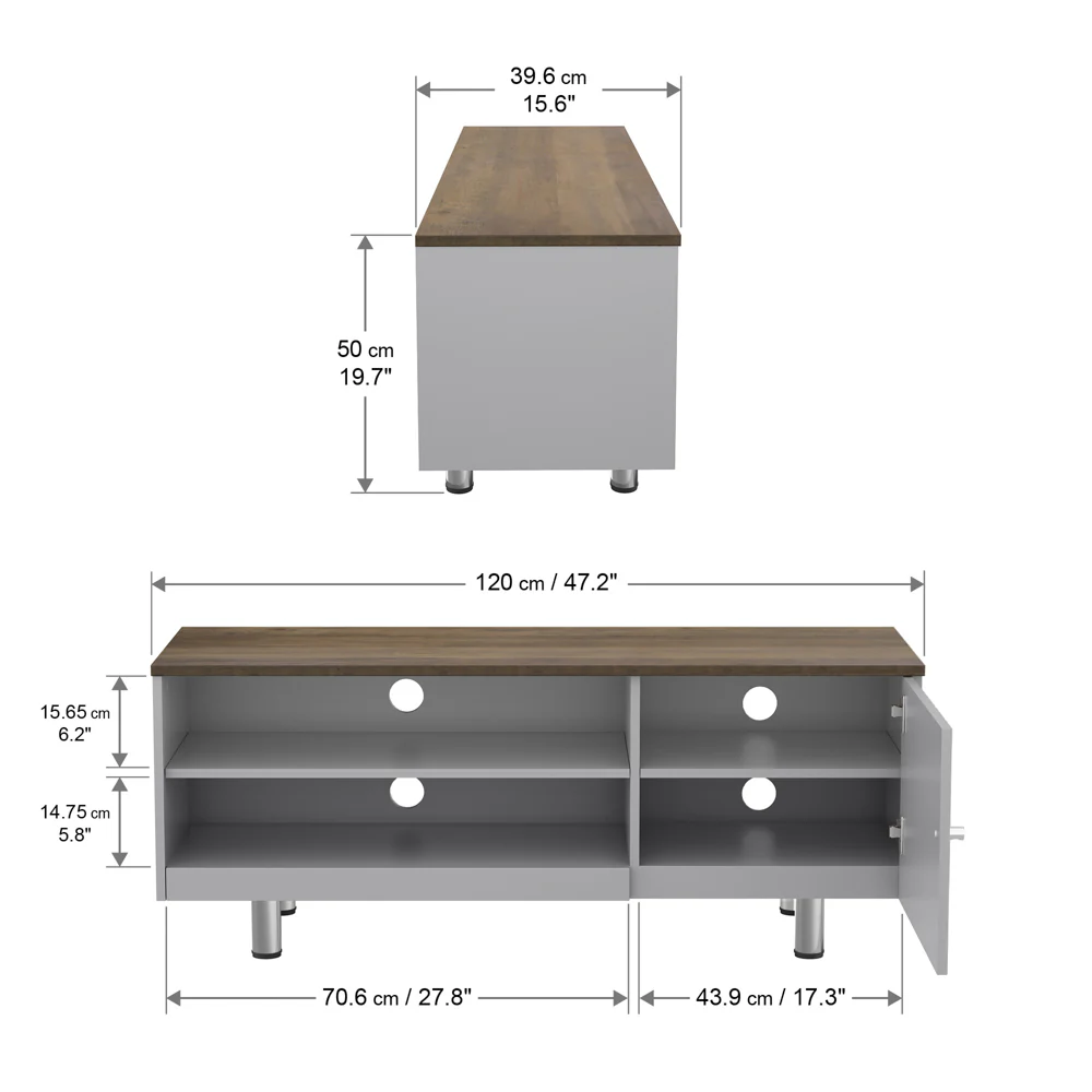 AVF Whitesands TV Stand for 60" TV - Satin Grey | FS1200WSSG - Image 5