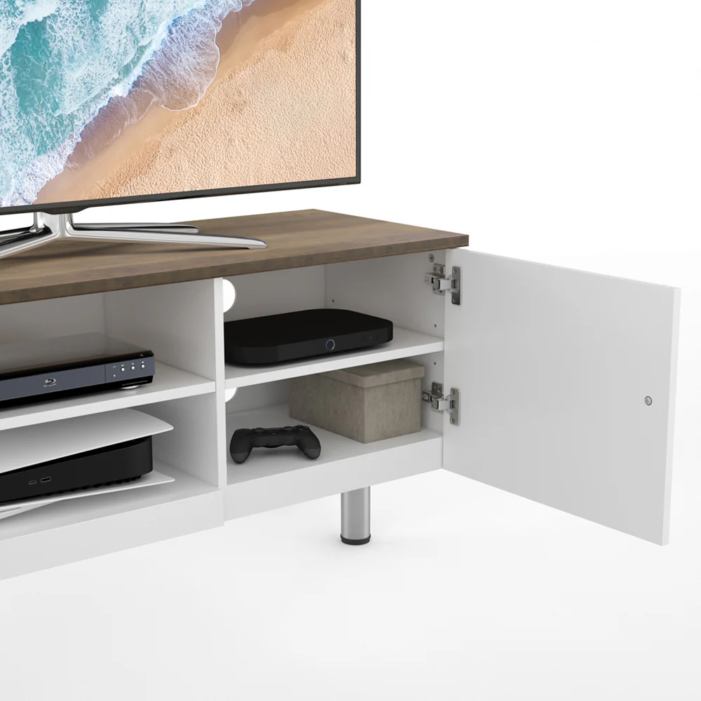 AVF Whitesands TV Stand for 60" TV - Satin White & Wood | FS1200WSSW - Image 5