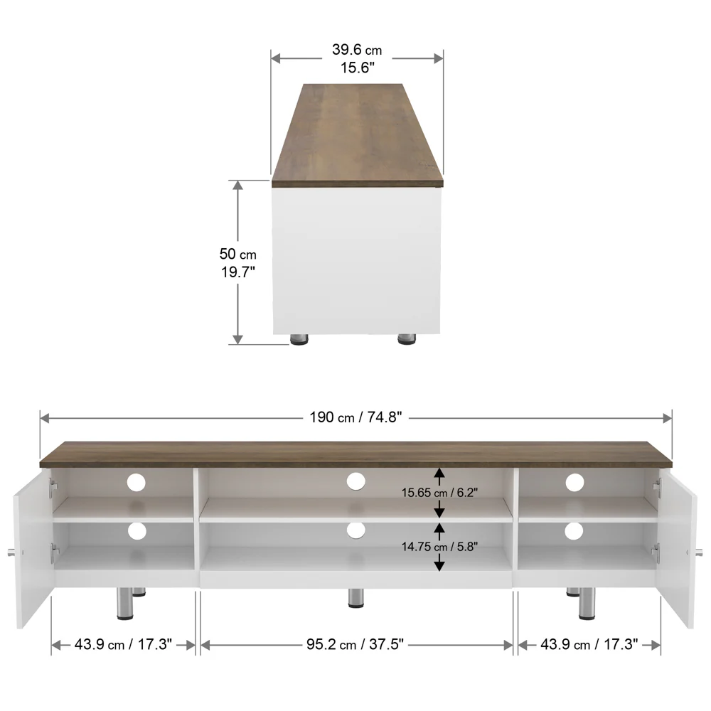 AVF Whitesands 1.9M TV Stand - Satin White | FS1900WSSW - Image 5