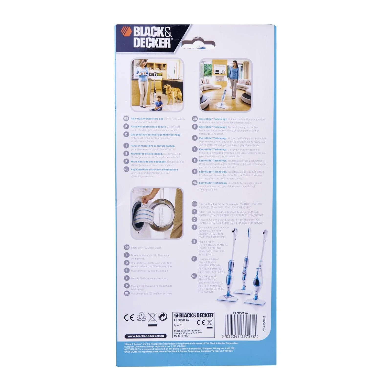 Black & Decker AutoSelect Steam Mop 2 x Replacement Pads - White | FSMP20-XJ - Image 3