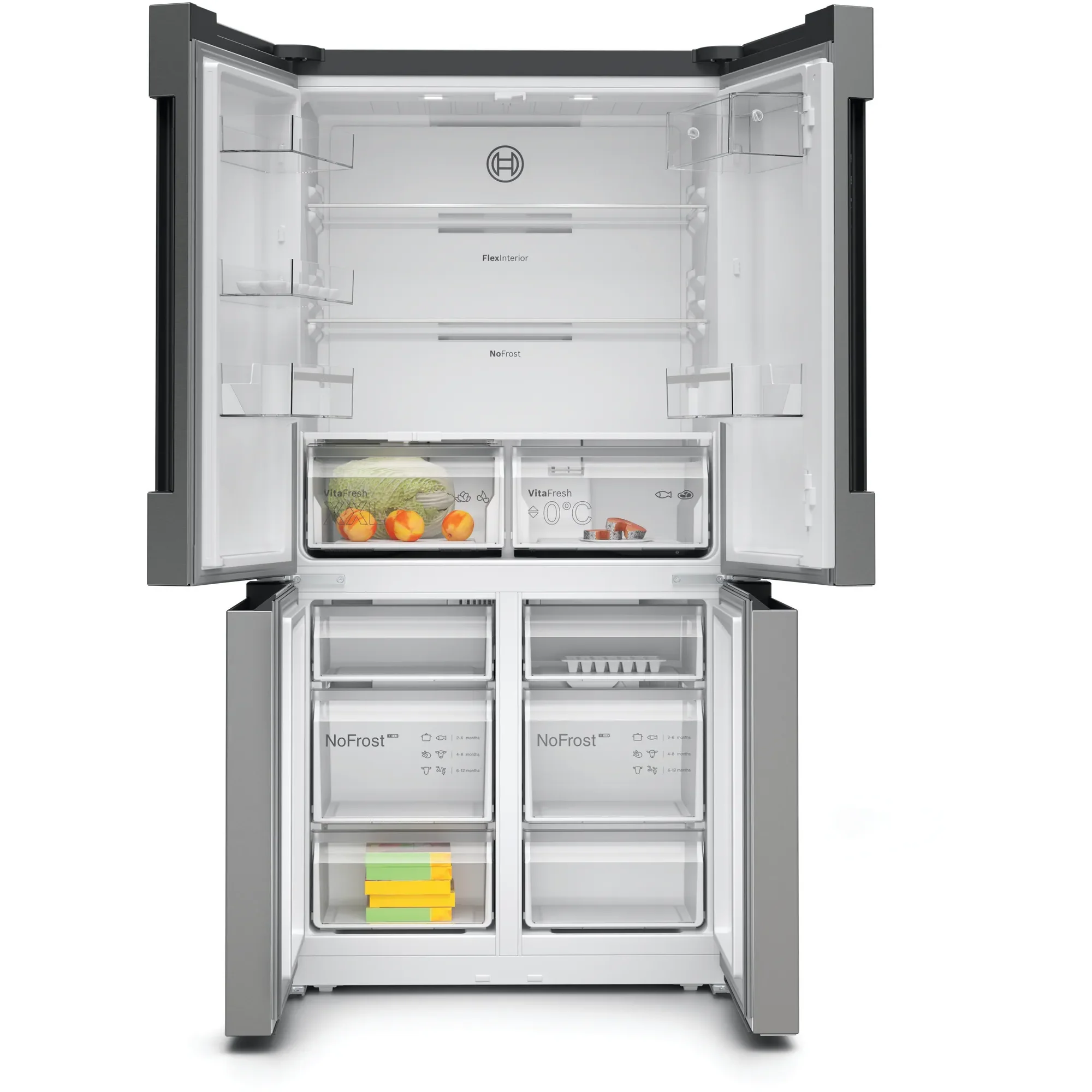 Bosch Serie 4 605L Frost Free Freestanding French Door Fridge Freezer with Anti-Fingerprint - Stainless Steel | KFN96VPEAG - Image 2