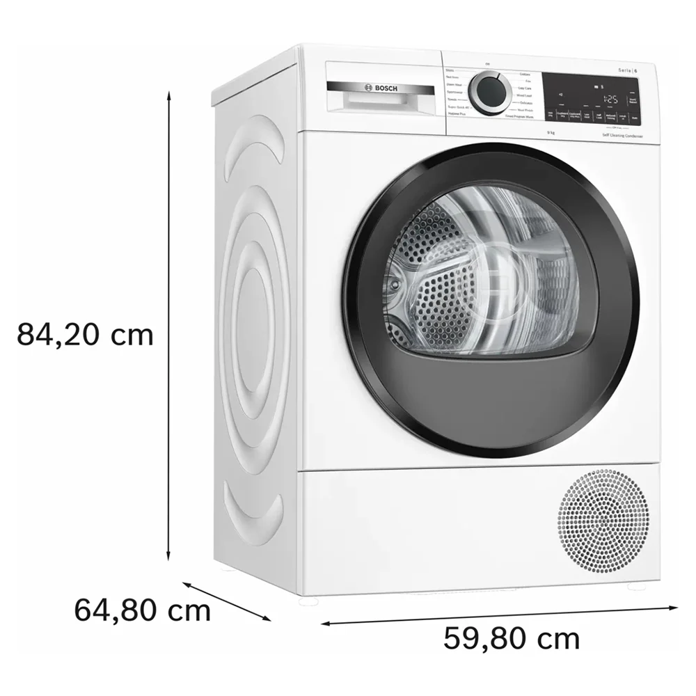 Bosch Series 6 9KG Freestanding Heat Pump Tumble Dryer - White | WQG24500GB - Image 7