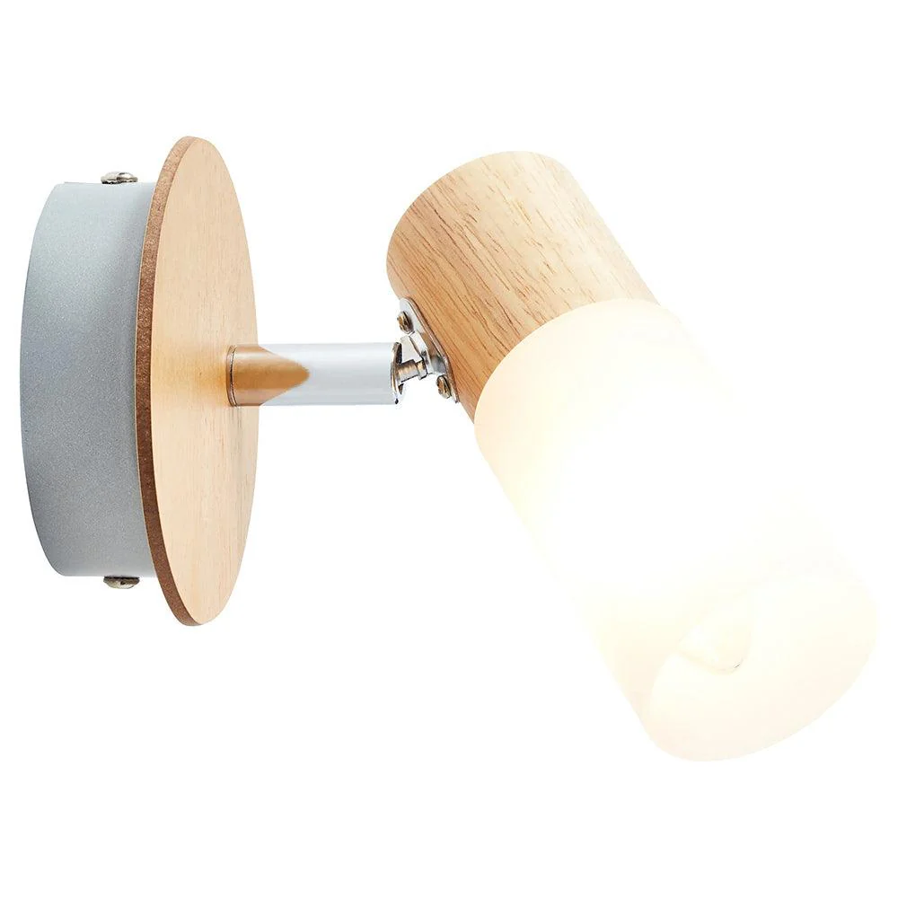 Brilliant 1 Light 3.5W Babsan Wall Spotlight - Wood Light & White | 51410/50