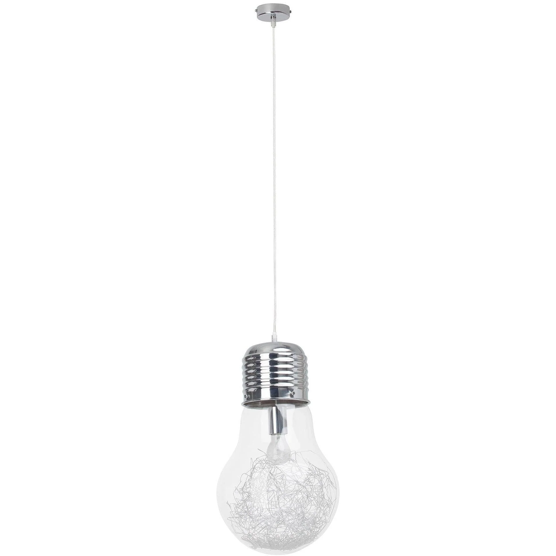 Brilliant 1 Light 60W Bulb Pendant Light - Chrome & Transparent | 93429/15 - Image 2