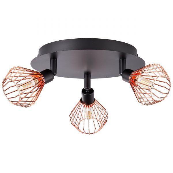 Brilliant 3 Light 99W Dalma Spotlight - Black & Copper | 21034/76 - Image 2