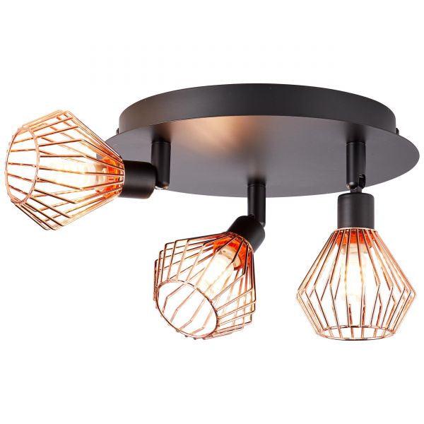 Brilliant 3 Light 99W Dalma Spotlight - Black & Copper | 21034/76 - Image 3