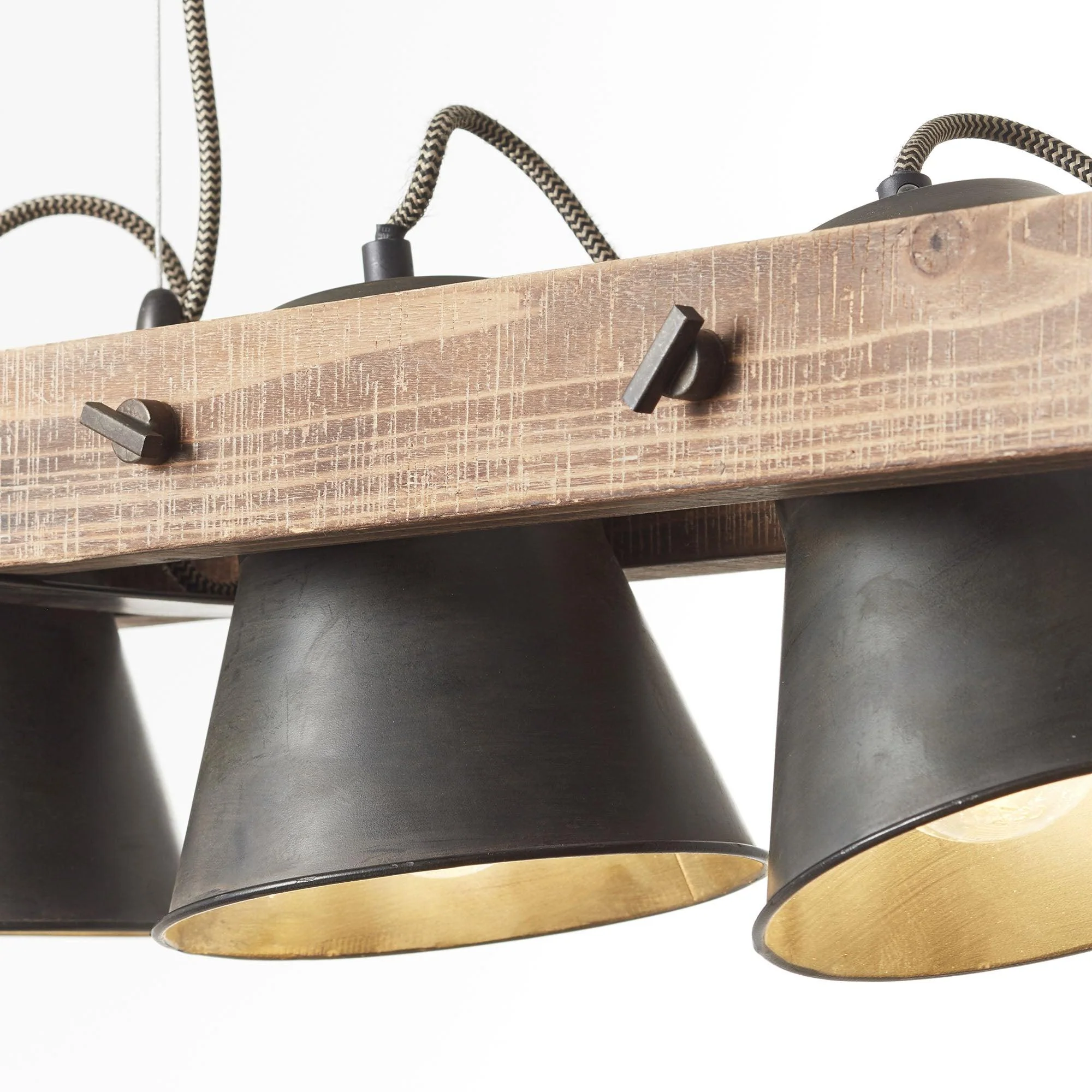 Brilliant 5 Light 50W Plow Pendant Light - Black Steel & Wood | 82175/46 - Image 10