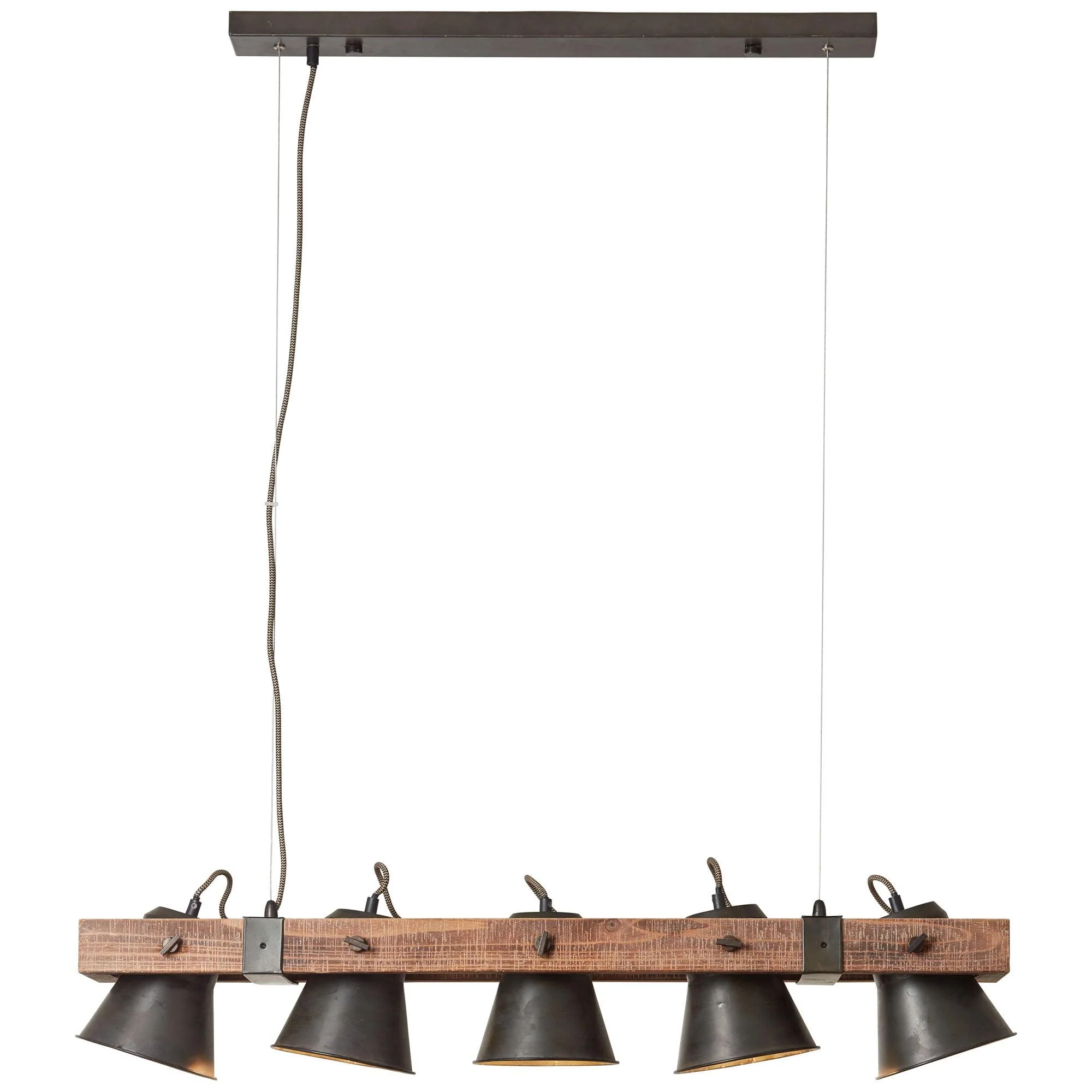 Brilliant 5 Light 50W Plow Pendant Light - Black Steel & Wood | 82175/46 - Image 5