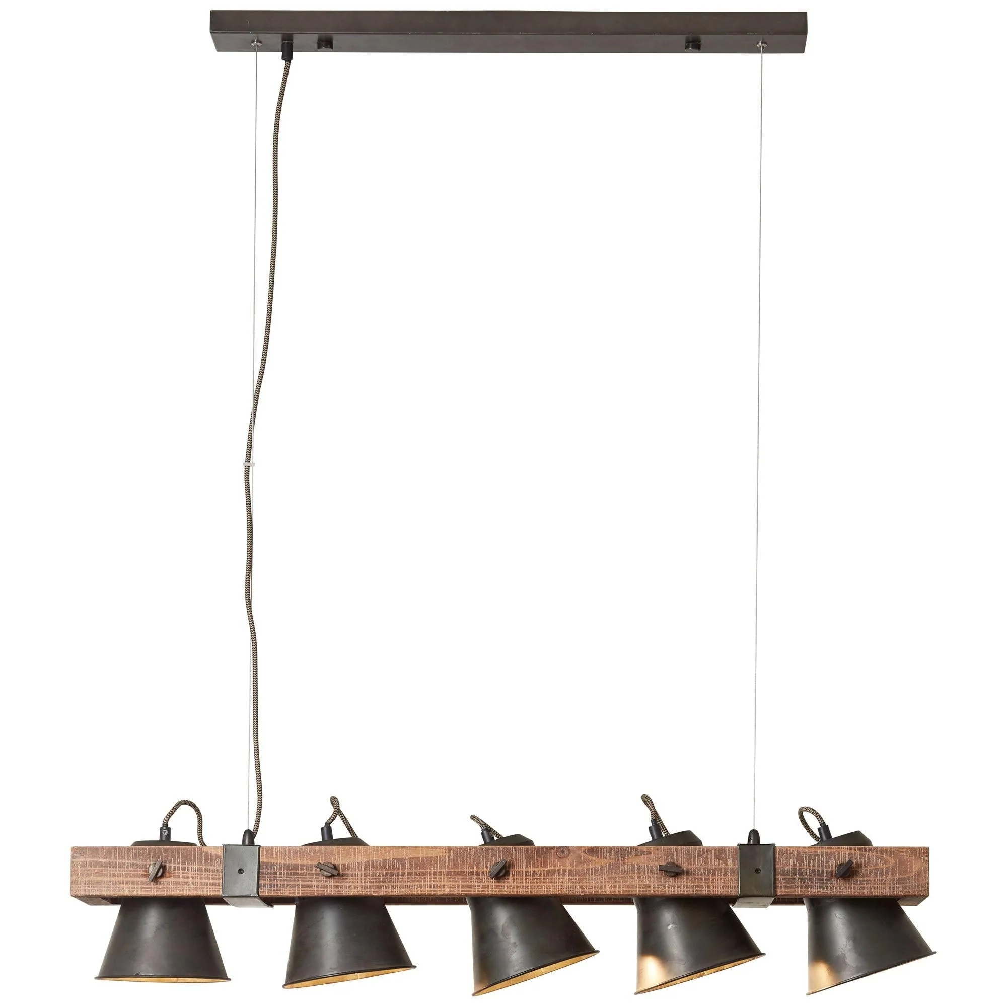 Brilliant 5 Light 50W Plow Pendant Light - Black Steel & Wood | 82175/46 - Image 7