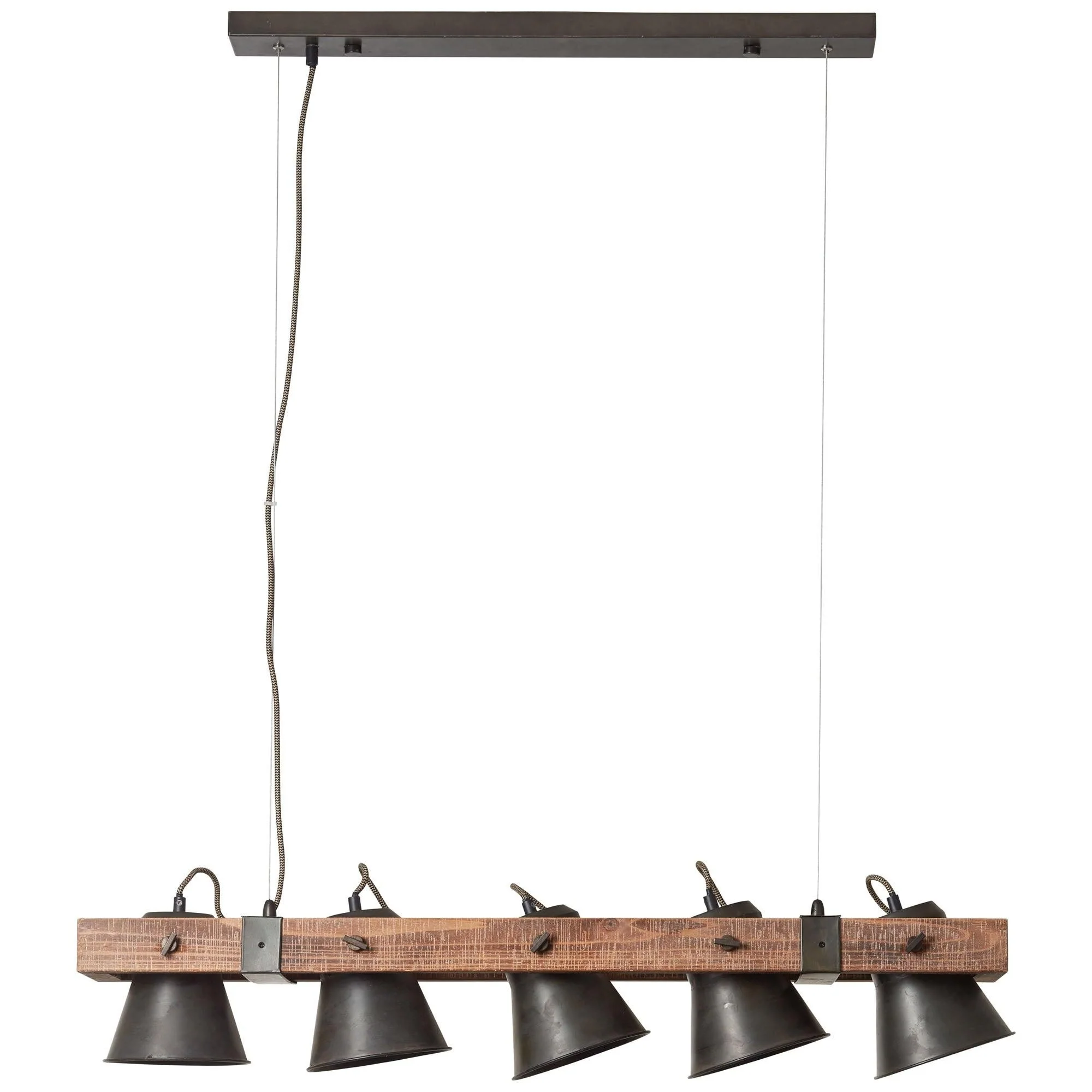 Brilliant 5 Light 50W Plow Pendant Light - Black Steel & Wood | 82175/46 - Image 8