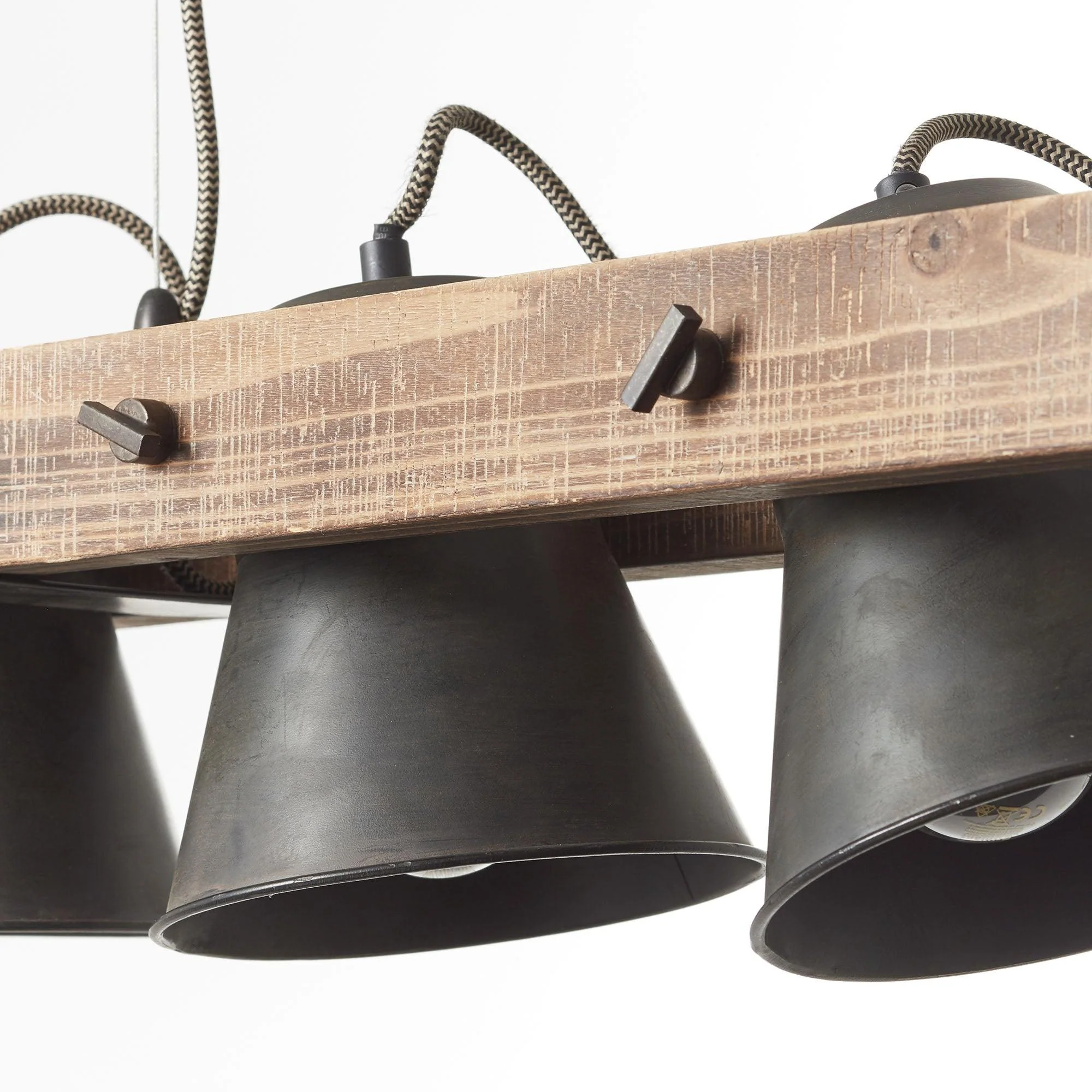 Brilliant 5 Light 50W Plow Pendant Light - Black Steel & Wood | 82175/46 - Image 9