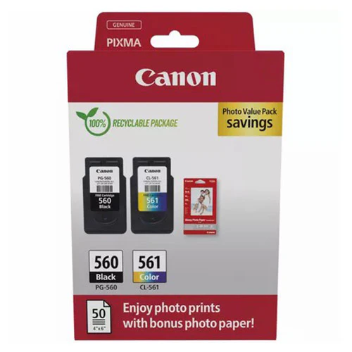 Canon PG-560/CL-561 Ink Cartridge with Photo Paper - Black & Colour | 3713C008