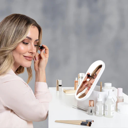 Carmen Portable LED Make Up Mirror with Case - White | C81167WHT - Image 12