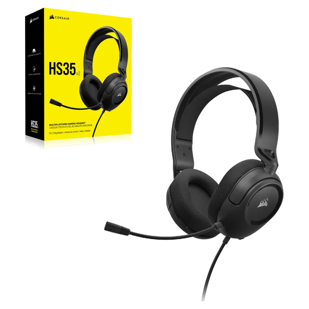 Corsair HS35 V2 Multiplatform Over-Ear Wired Gaming Headset - White - Image 2
