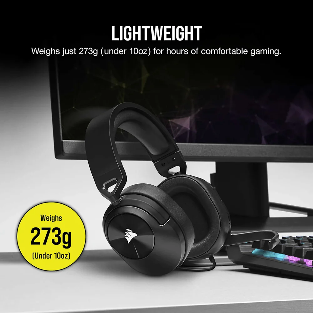 Corsair HS55 Over-Ear Wired Gaming Headset - Carbon | 106-CA-9011260-EU - Image 6
