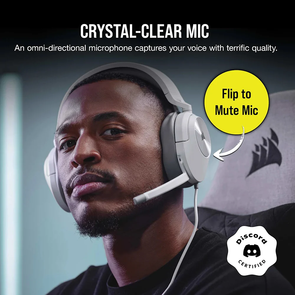 Corsair HS55 Over-Ear Wired Gaming Headset - White | 106-CA-9011261-EU - Image 10