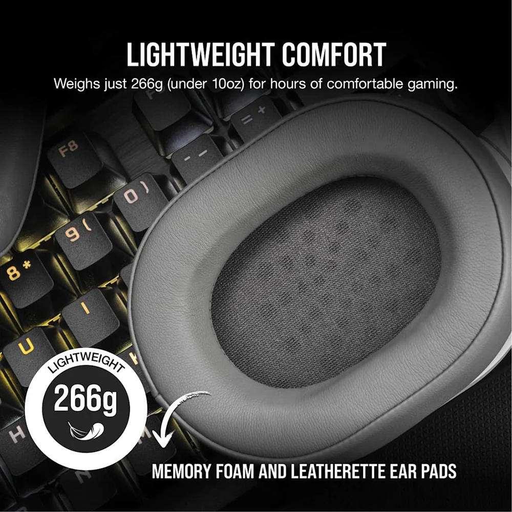 Corsair HS55 Over-Ear Wireless Bluetooth Gaming Headset - White | 106-CA-9011281-EU - Image 12