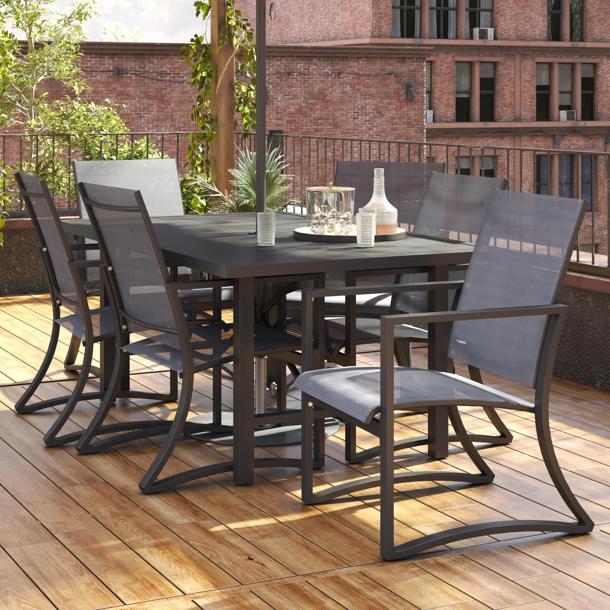 Cosco Capitol Hill Set of 6 Outdoor Dining Chairs - Light Grey | 88681LGCEUK - Image 10