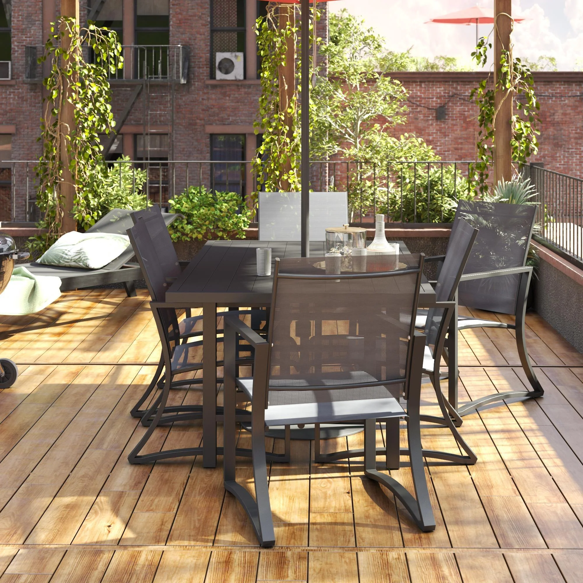 Cosco Capitol Hill Set of 6 Outdoor Dining Chairs - Light Grey | 88681LGCEUK - Image 8