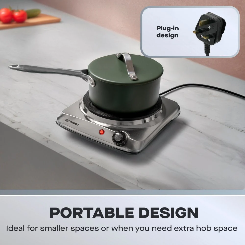 Daewoo Single 1500W Hot Plate Hob - Stainless Steel | 874976 - Image 5