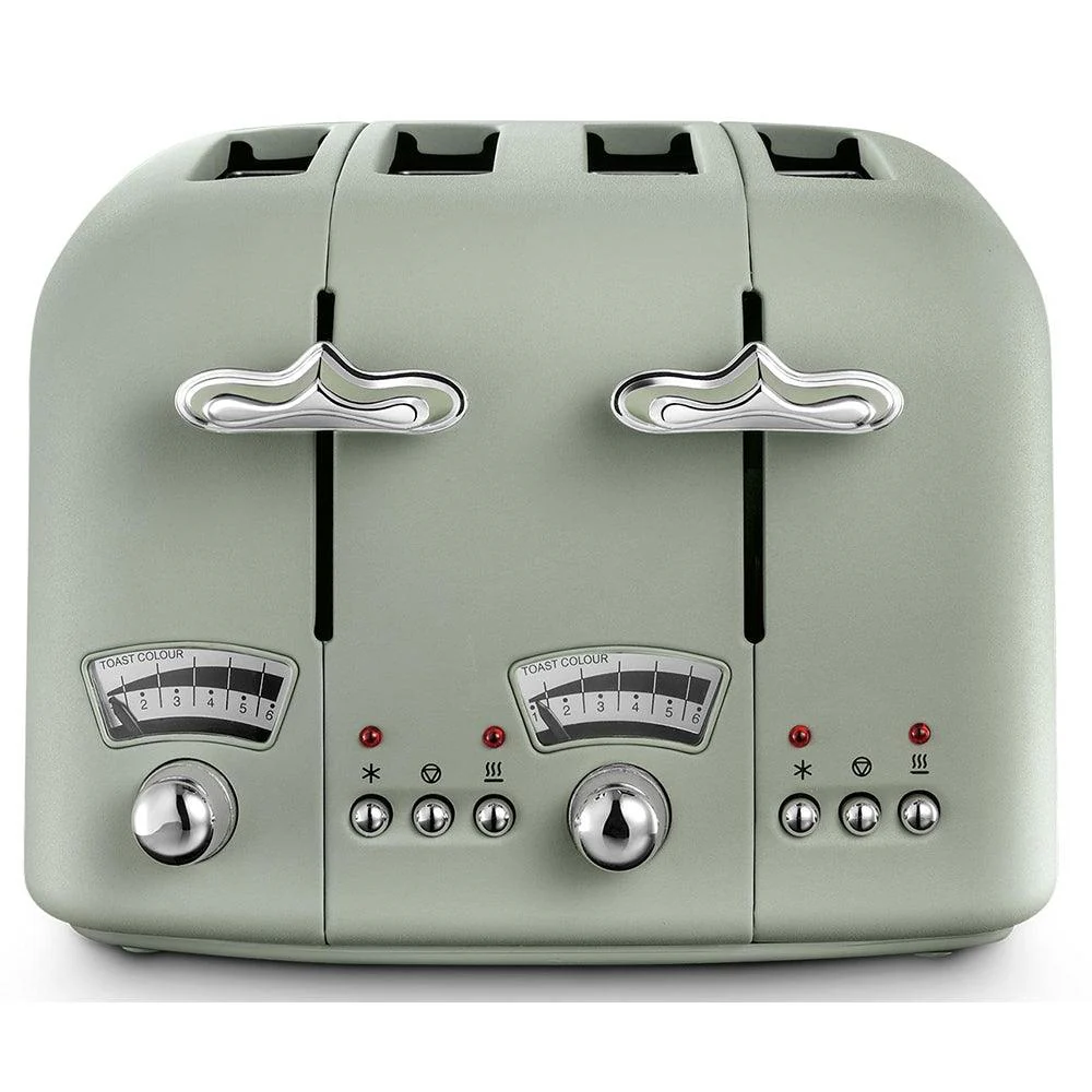 DeLonghi Argento Flora 1800W 4 Slice Toaster - Green | CT04.GR