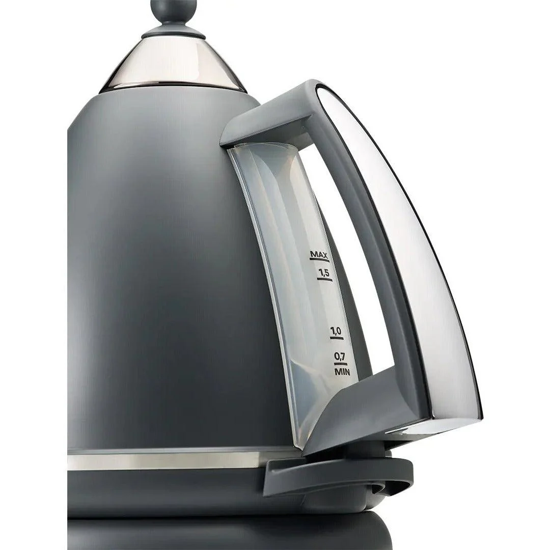 DeLonghi Argento Silva 1.7L 3000W Jug Kettle - Grey | KBX3016.GY - Image 2