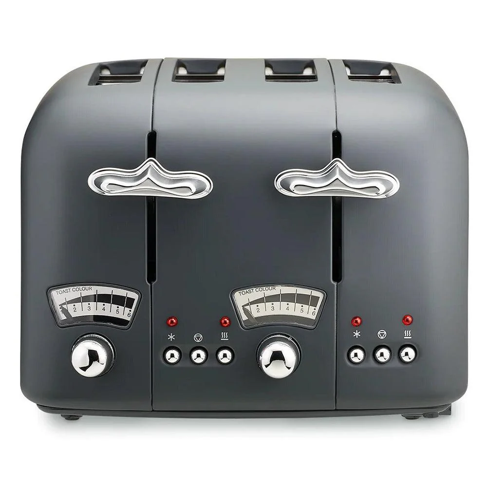 DeLonghi Argento Silva 1800W 4 Slice Toaster - Grey | CT04.GY