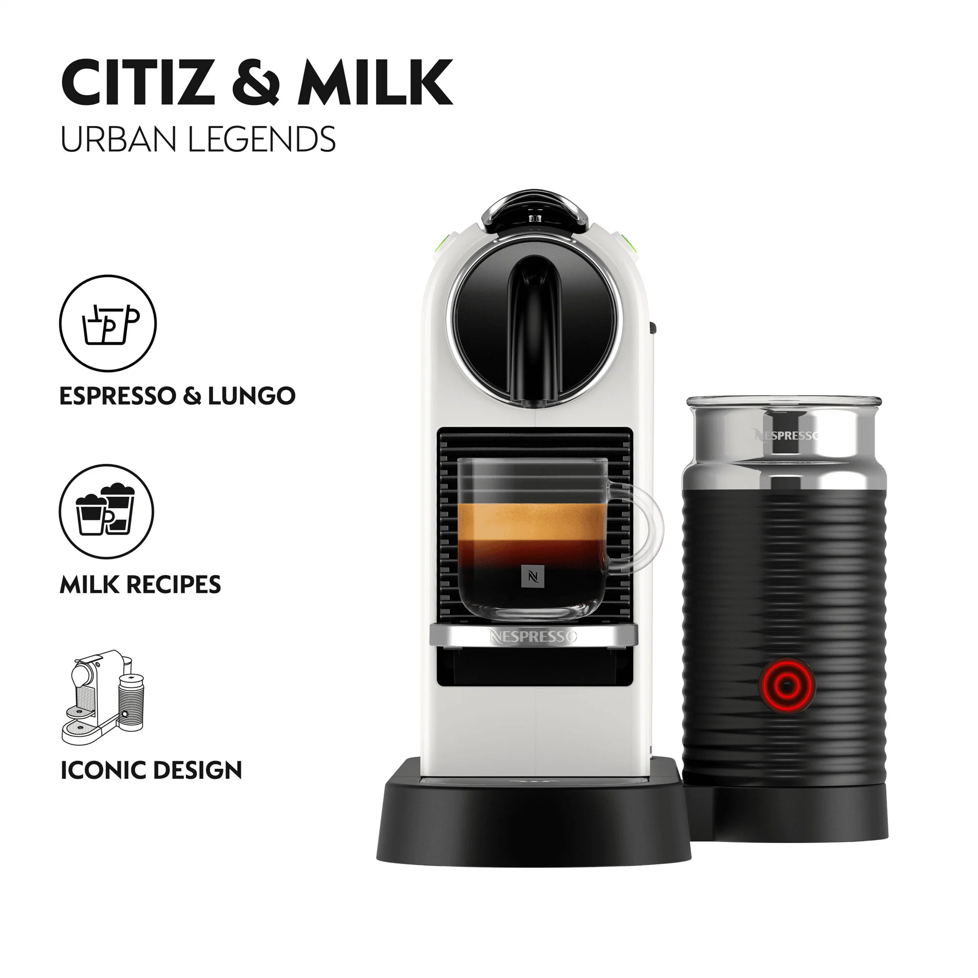 DeLonghi Citiz Nespresso Coffee Machine - White | EN267.WAE - Image 4