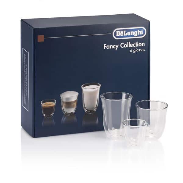 DeLonghi Fancy 6 Mixed Sized Hand Blown Coffee Glasses - Transparent | DLSC302 - Image 2