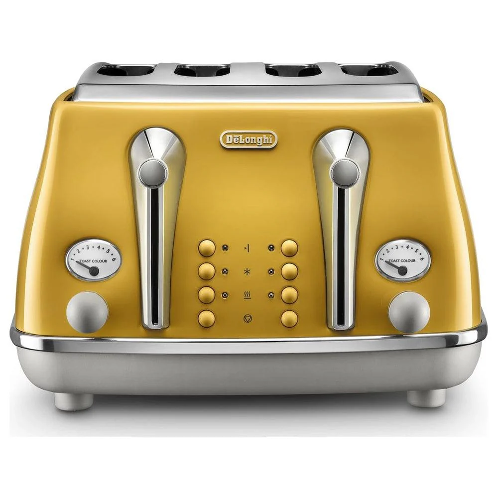 DeLonghi Icona 1800W 4 Slice Toaster - Yellow | CTOC4003.Y