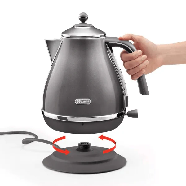 DeLonghi Icona Metallics 1.7L 2000W Jug Kettle - Grey | KBOT3001.GY - Image 3