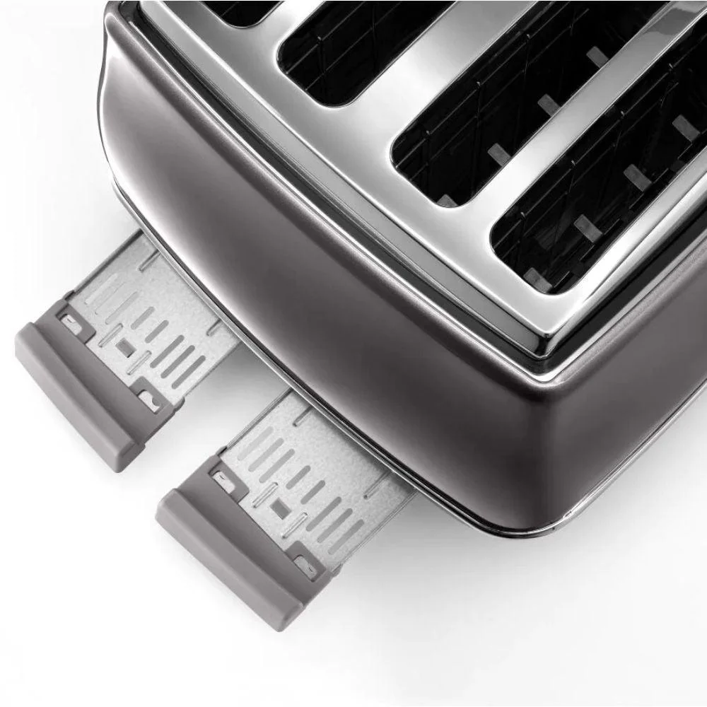 DeLonghi Icona Metallics 1800W 4 Slice Toaster - Grey | CTOT4003.GY - Image 2