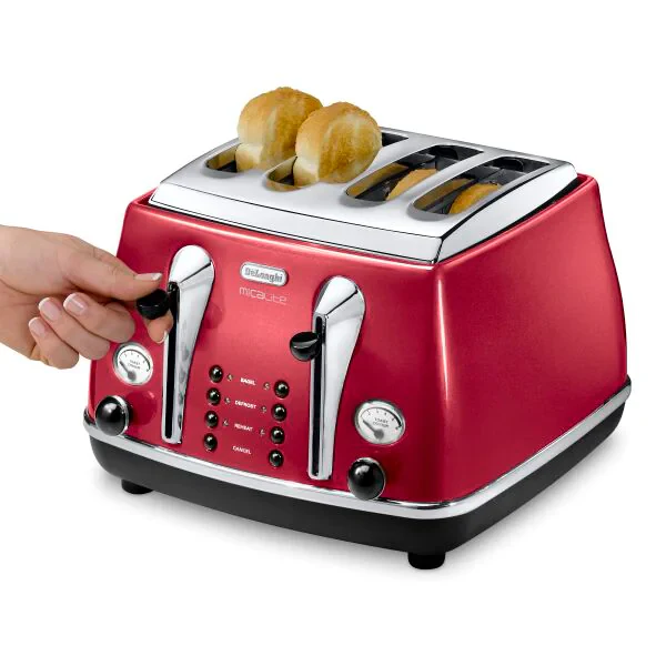 DeLonghi Icona Micalite 1800W 4 Slice Toaster - Red | CTOM4003R - Image 3